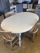 Large Beige Painted Pine Table