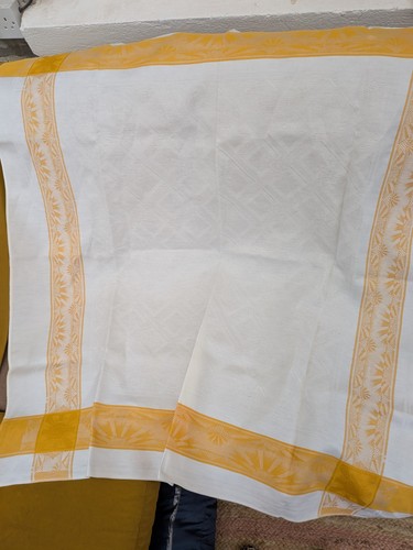 Vintage yellow white jacquard - yellow,