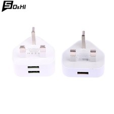 UK 3 Pin Dual USB Plug Adapter