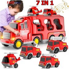 7 In 1 Fire Truck Toy for Kids Fire Engine Truck Toy with Light Music Sound Gift