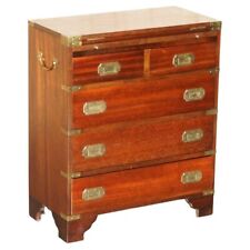 STUNNING VINTAGE MILITARY CAMPAIGN BUTLERS TABLE CHEST OF DRAWERS EXTENDING TOP