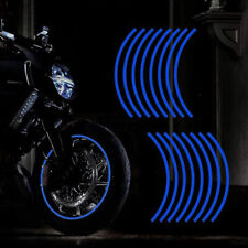 16pcs 17-19" Car Motorbike Reflective Blue Rim Wheel Tape Sticker Decals Strips 