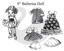 Reproduction Vintage 9" Ballerina Doll & Clothes Sewing Pattern