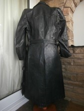 VINTAGE WW2 GERMAN LEATHER WHERMACHT OFFICERS TRENCH COAT & BELT