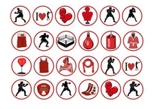 24 X BOXING Edible Wafer Paper Cupcake Toppers Wafer Paper Fairy Cake Toppers