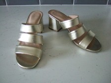 Marks and Spencer Gold Slip On Heeled Sandals, Size 5.5, Excellent Condition