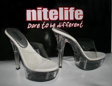 Clear Platform Mules 6" Stiletto Heels 2" Platform Pole Dancer Size 3 EU 36