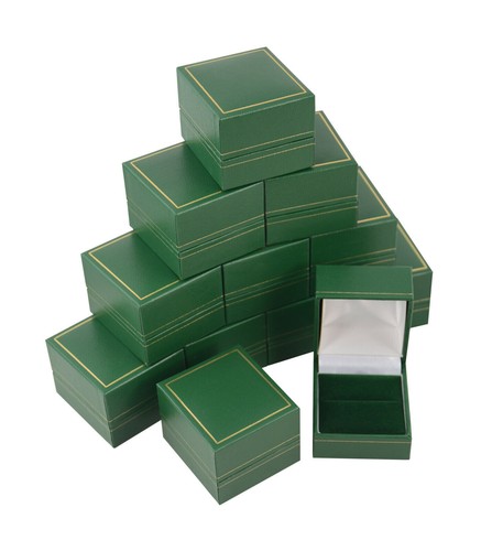 Green leatherette ring boxes - leatherette,