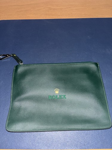 Rolex green leather pouch with - leather,