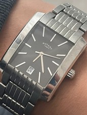 Rotary Tank ‘WestPort’ Mens Vintage Watch Silver Black Dial Deployment Clasp