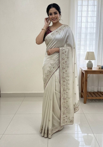 Organza silk saree - , embroidery