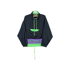 Vintage Surf Rad Anorak Jacket Mens Size Small Black Neon Retro Beach 80s 90s