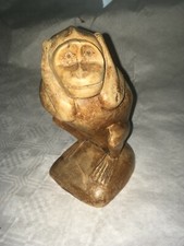 Hear No Evil - wooden carved monkey if  Three Wise Monkeys wood ornament