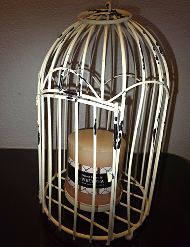 White metal birdcage - white,