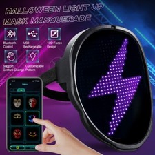 LED Mask Halloween Light Up Mask Kid Men Women Dj Masks Costume Party Cosplay