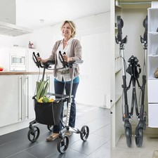 Upright Mobility Walker Folding Lightweight Rollator 4 Wheel Walking Aid Walker