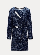 Zara Blu Sequins Long Sleeves