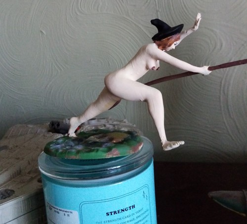 Nude witch taking off - , on