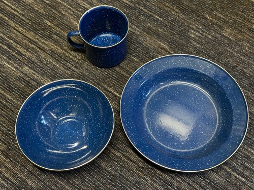 Camping enamel dinner set - camping,