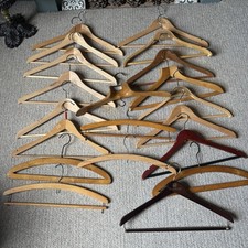 20 x Vintage Retro Style Brown Wooden Coat Clothes Hangers