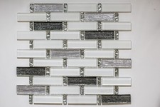 White Grayscale Glass Mosaic