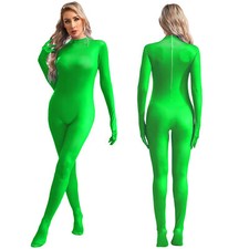 Womens Full Body Unitard Turtleneck Footed Leotard Dance Gymnastic Costume