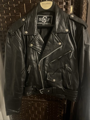 Shaf black leather motorcycle - shaf,
