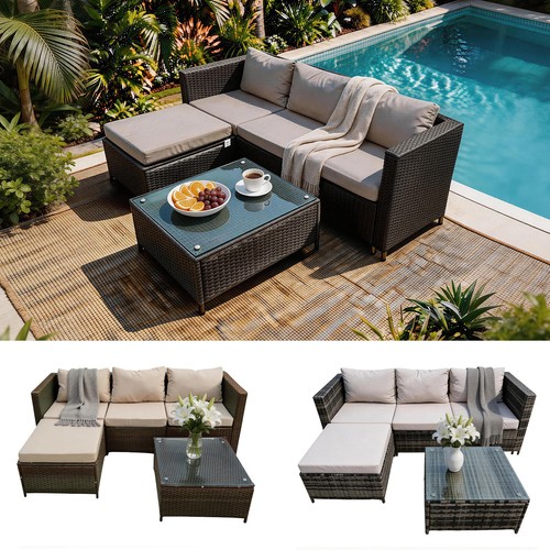 Rattan garden corner sofa set - rattan,