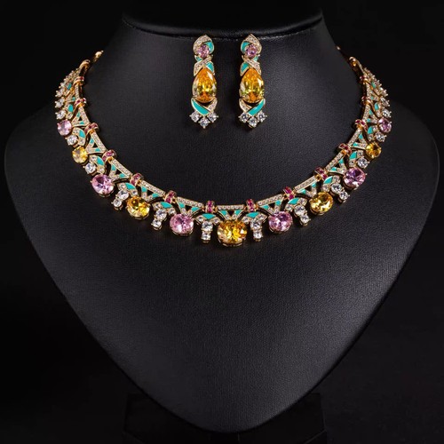 Colorful crystal necklace - colorful,