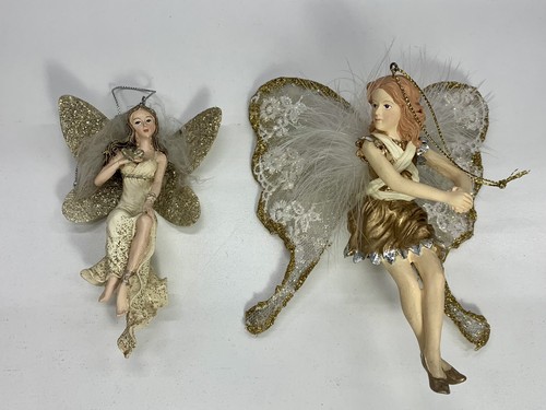 Fairy ornaments sparkly gold - fairy,