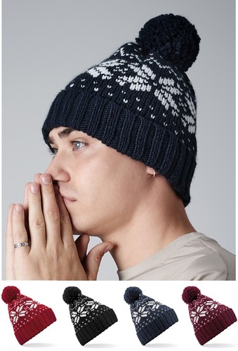 Aztec fair isle knit bobble - aztec,