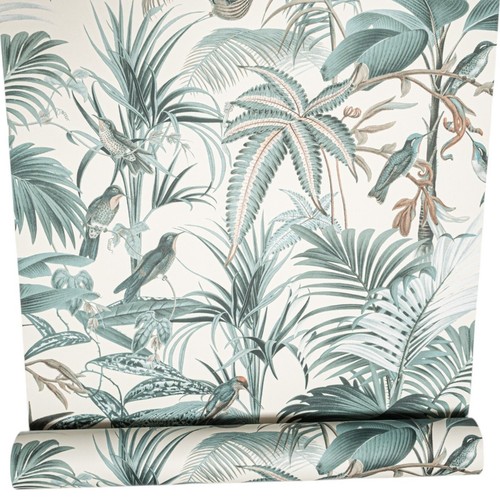 Cream tropical wallpaper leaf - cream,