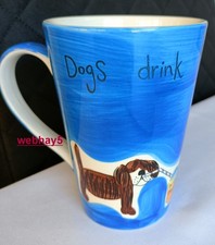 WHITTARD OF CHELSEA DOGS DRINK THE BAR DRY LATTE MUG HAND PAINTED COLLECTABLE