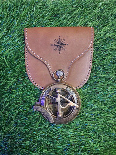 Brass sundial pocket compass - brass, &