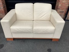 2 Seater  Cream Leather Sofa