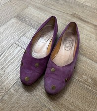 EMMA HOPE Purple & Gold Polka Dot Flat Slip On Shoes Size 38 / UK 5 Almond Toe*