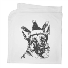 'German Shepherd Wearing Santa Hat' Cotton Baby Blanket / Shawl (BY00044205)