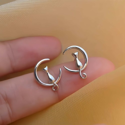 925 sterling silver moon cat - 925,