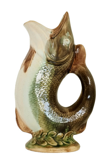 Victorian majolica glug - majolica, "glug