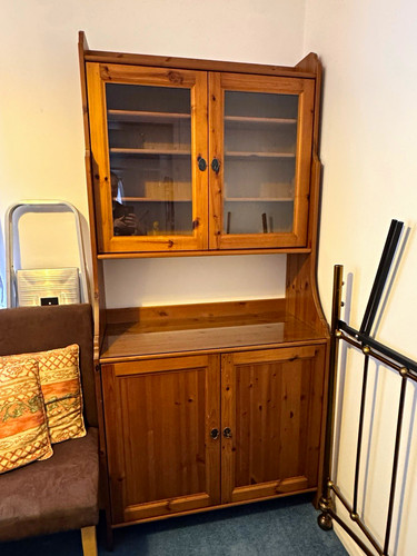Brown wood glass display - wood,
