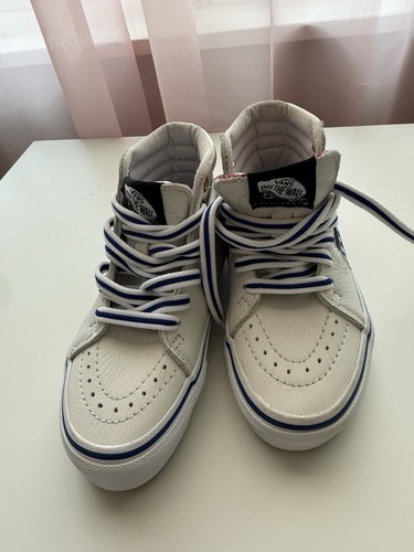 Vans high tops - vans, white/blue/red
