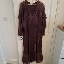 Size 18 Berry Plisse elasticat Waist Lined Maxi Dress New Without Tags Beautiful