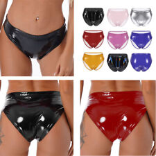Women Patent Leather Briefs Underwear Wet Look Elastic Waistband Panties Dancing