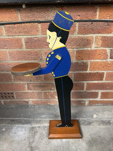 Vintage painted wood bell boy - painted,