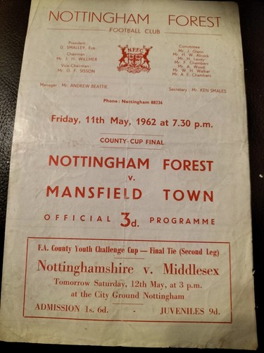 Rare 1962 county cup - cup, final