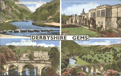 Derbyshire gems postcard 1964 - derbyshire,