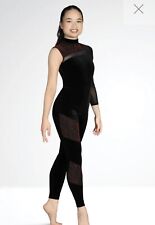 7 x 1st Position Asymmetrical Velour and Mesh Panelled Catsuit