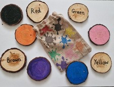Early Years Colour Recogntion Wood Slices. Natural Resources