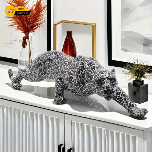 Resin cheetah leopard statue - leopard,