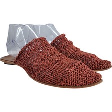 CYDWOQ Orient Red Vintage Knit Mule Size 39 US 9 Slide slip On Pointed Toe